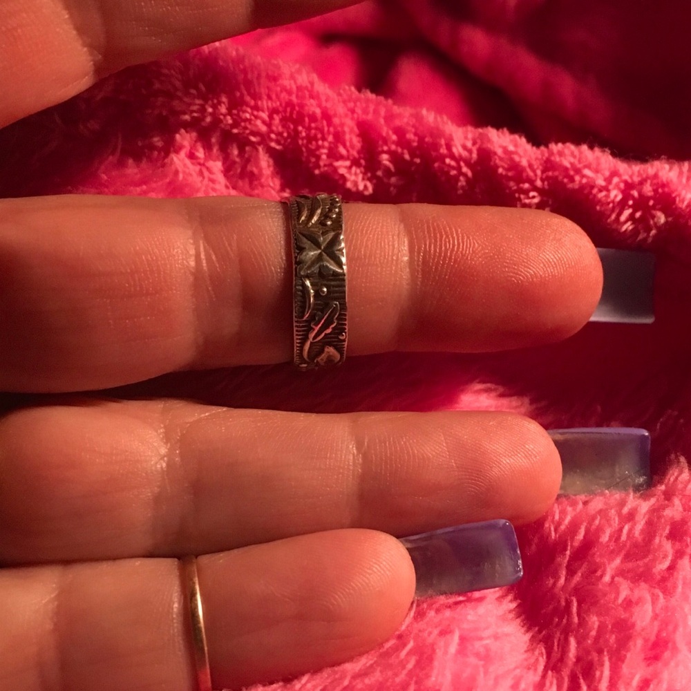 Dichroic Glass Sterling Silver Ring Size 5.5 - Picture 3 of 7